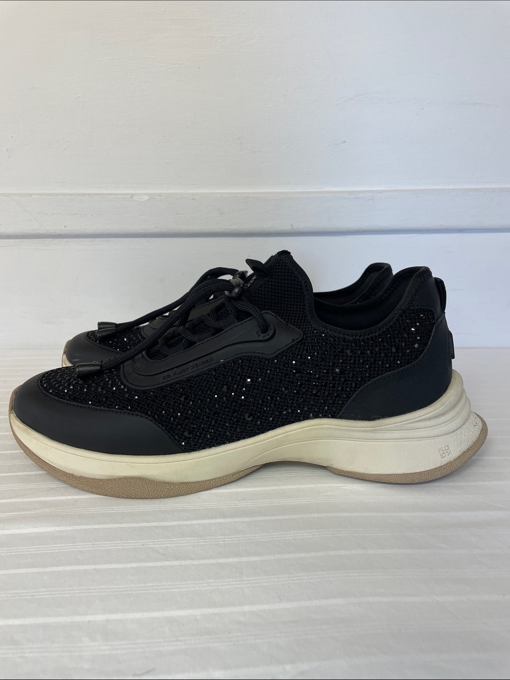Kurt Geiger Kelsie knit gem embellished sparkle sneakers women’s size 10.5